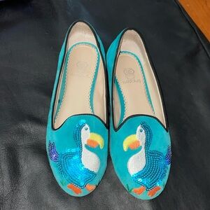 Rara Avis Turquoise Suede Pelican Flats